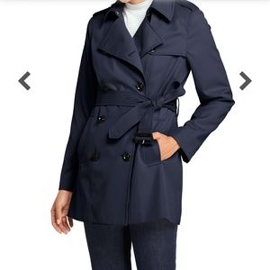 Women's Cropped Trench Coat (Dark Navy)